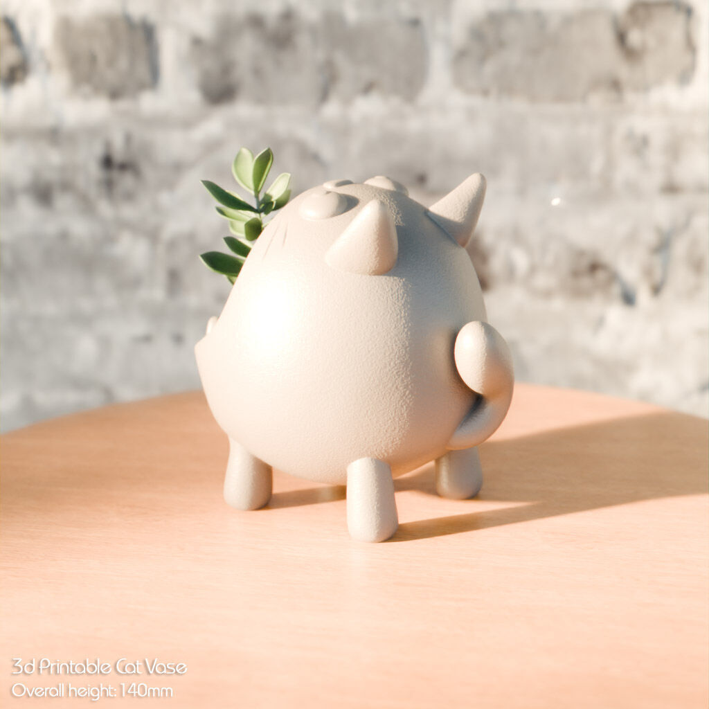 Hungry Cat Vase 3D print model_16