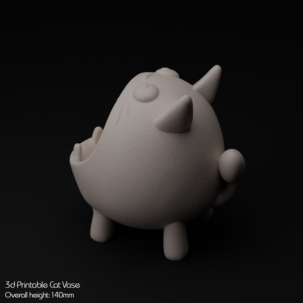 Hungry Cat Vase 3D print model_10