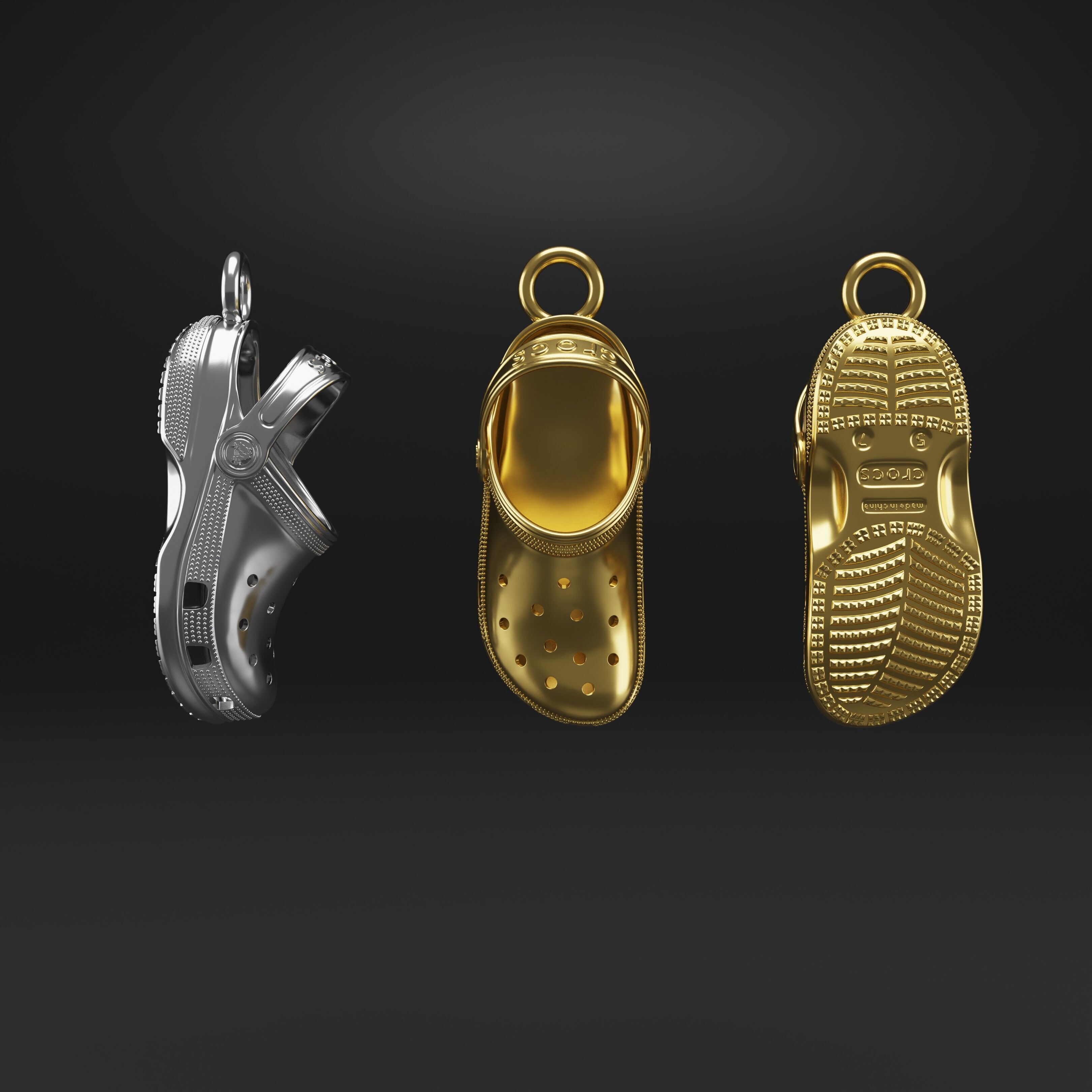 Luxe Crocs Pendant  Where Iconic Meets Elegant 3D print model_9