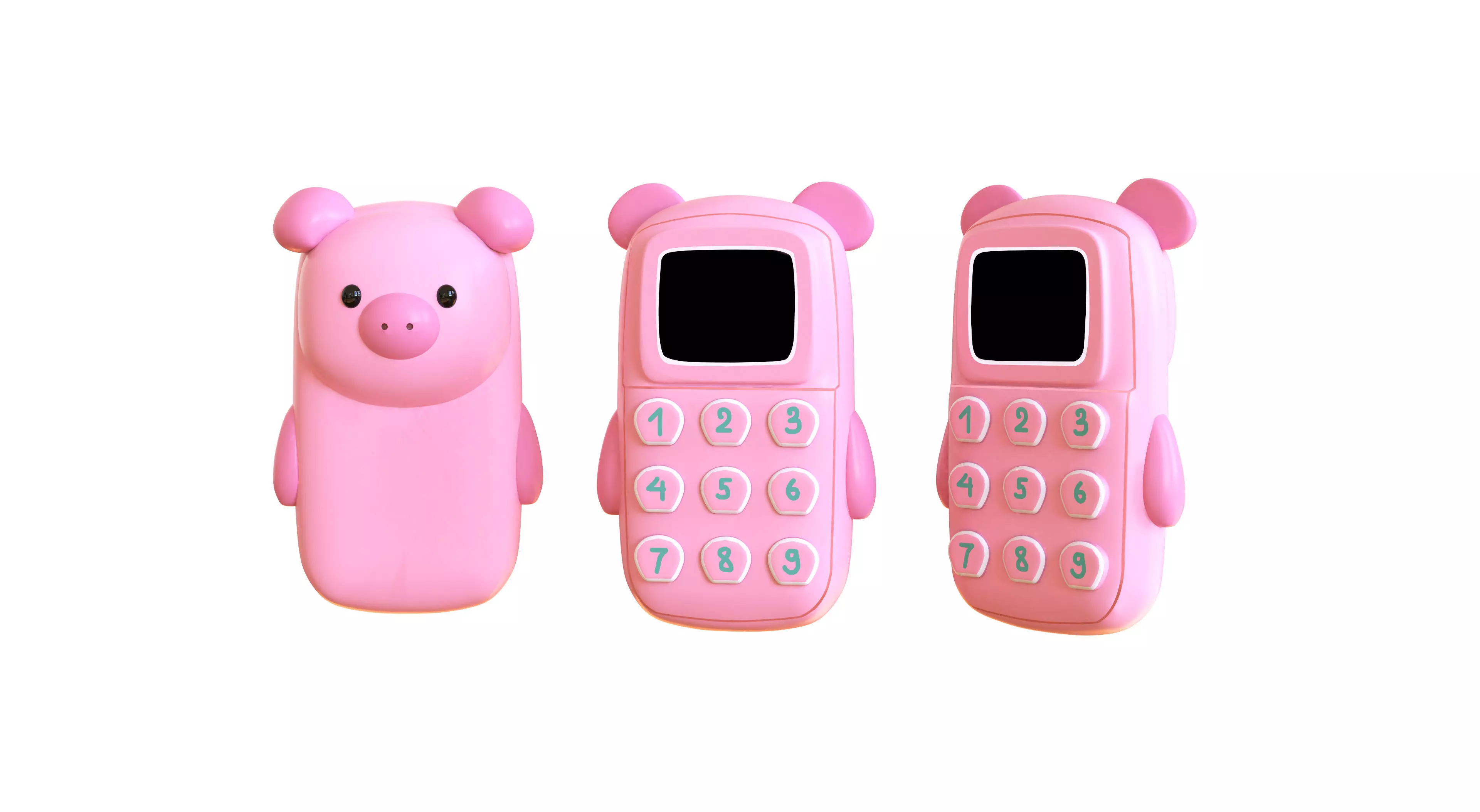 Cute Pig Phone Toy 3D Model - Stylized Cartoon Mobile Phone  Low-poly 3D model_0