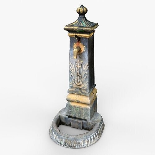 3D scan of Old Outdoor Cast Iron Hand Water Pump Low-poly 3D model