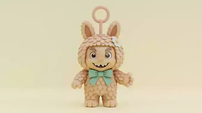 Labubu Keychain Plush Character Low-poly 3D model