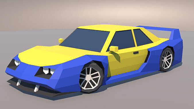 Low Poly Muscle Touring Car MOBILE READY Low-poly 3D model