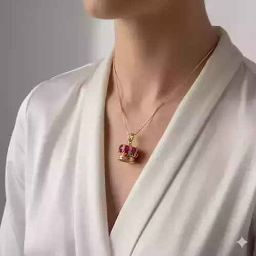 Royal Crown Elegance 18K Gold Pendant Necklace