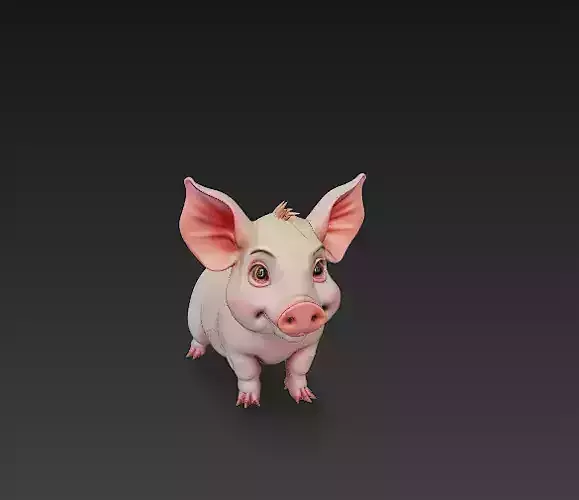 Pig Small Character 3D Model Basic - Low Poly Simple