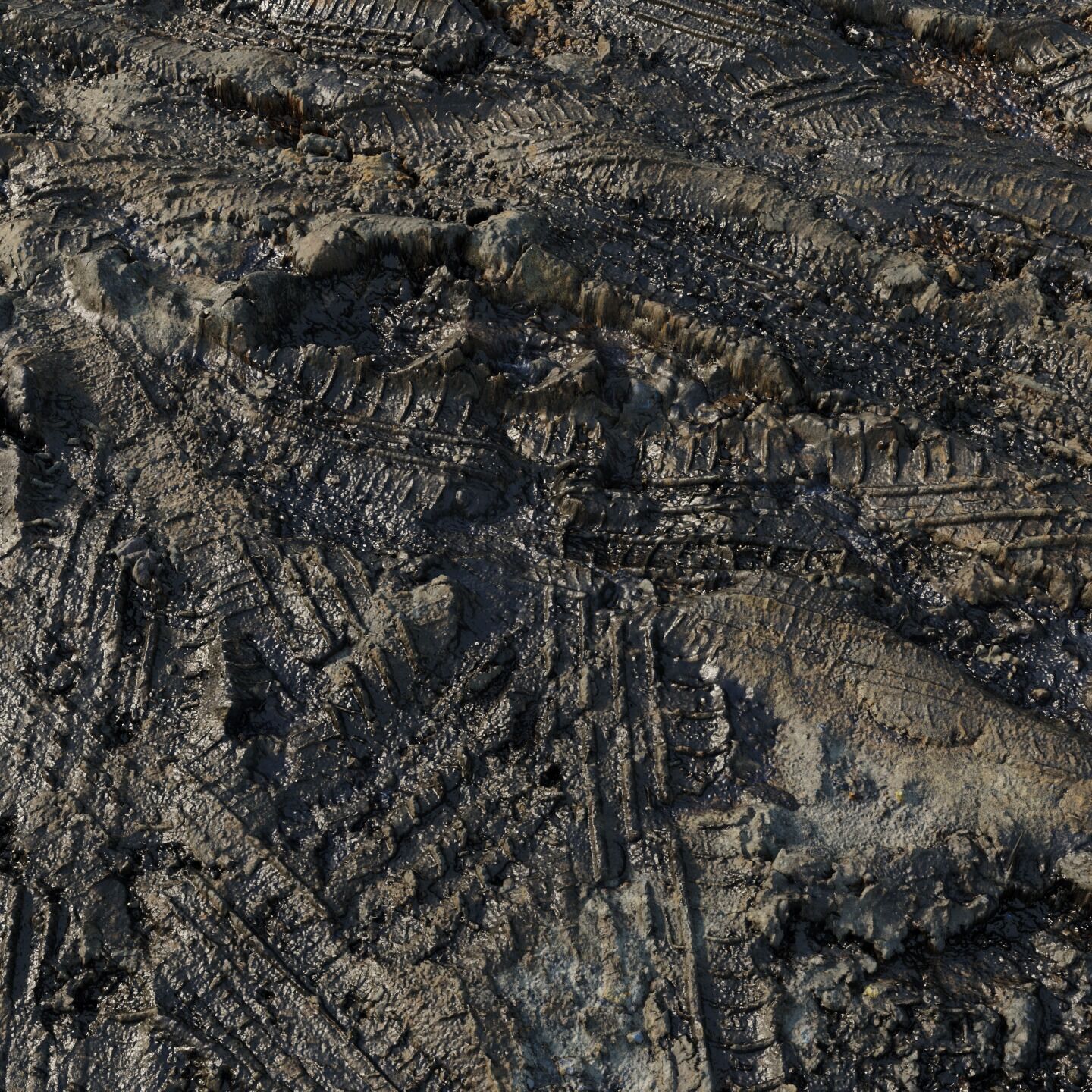 Wet mud material 05 Low-poly 3D model_5