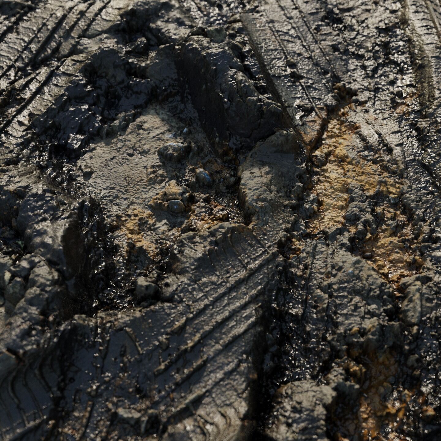 Wet mud material 05 Low-poly 3D model_4