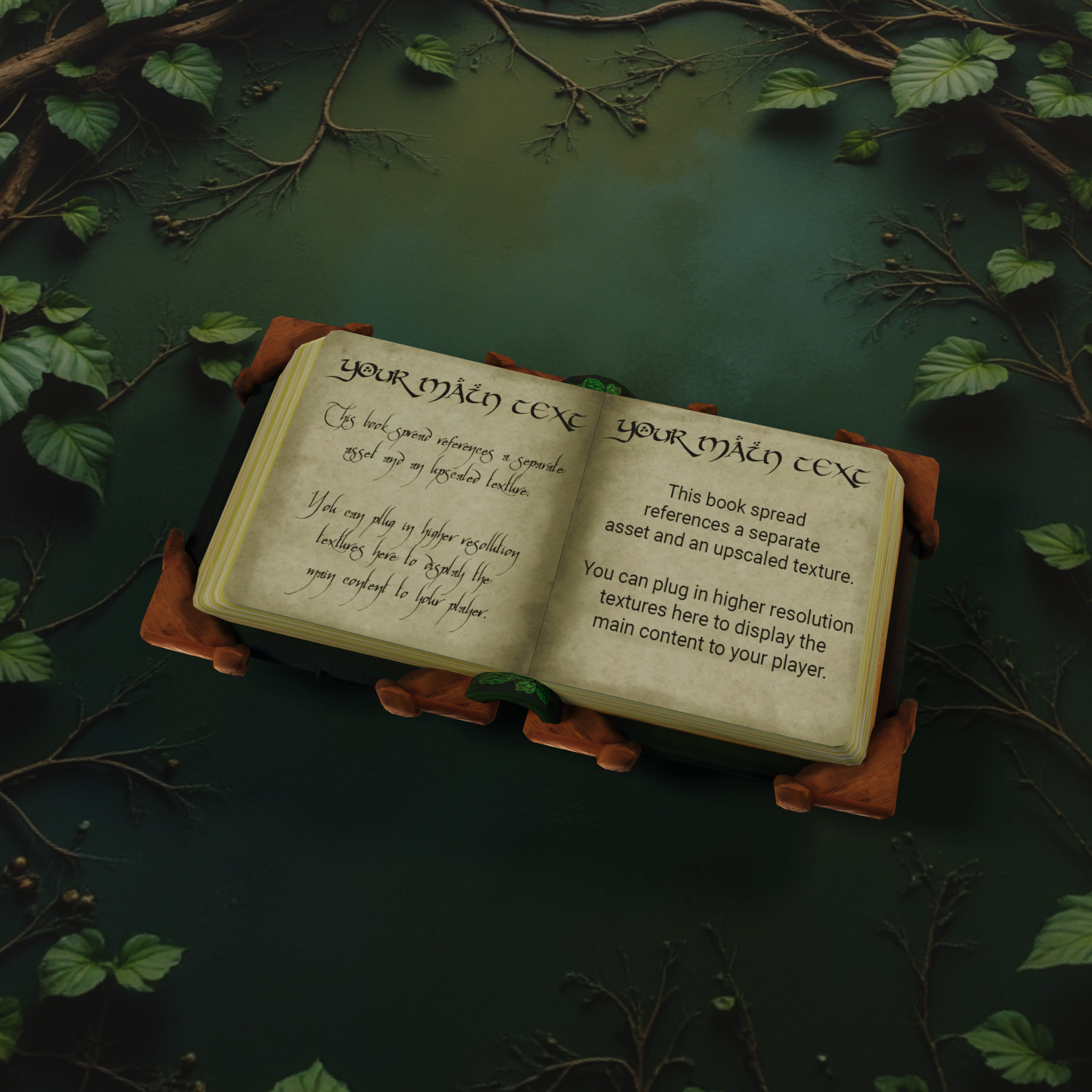Lowpoly Stylized Nature Spellbook Animated GameReady 3D model Low-poly 3D model_4