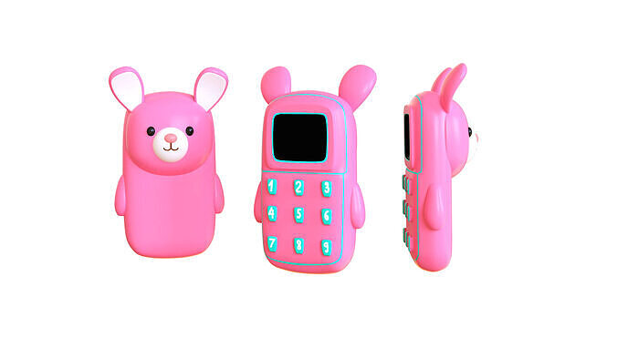 Cute Rabbit Phone Toy 3D Model - Stylized Cartoon Mobile Phone  Low-poly 3D model