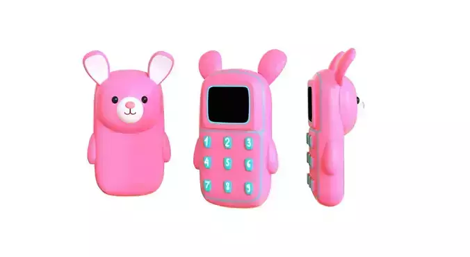 Cute Rabbit Phone Toy 3D Model - Stylized Cartoon Mobile Phone  Low-poly 3D model