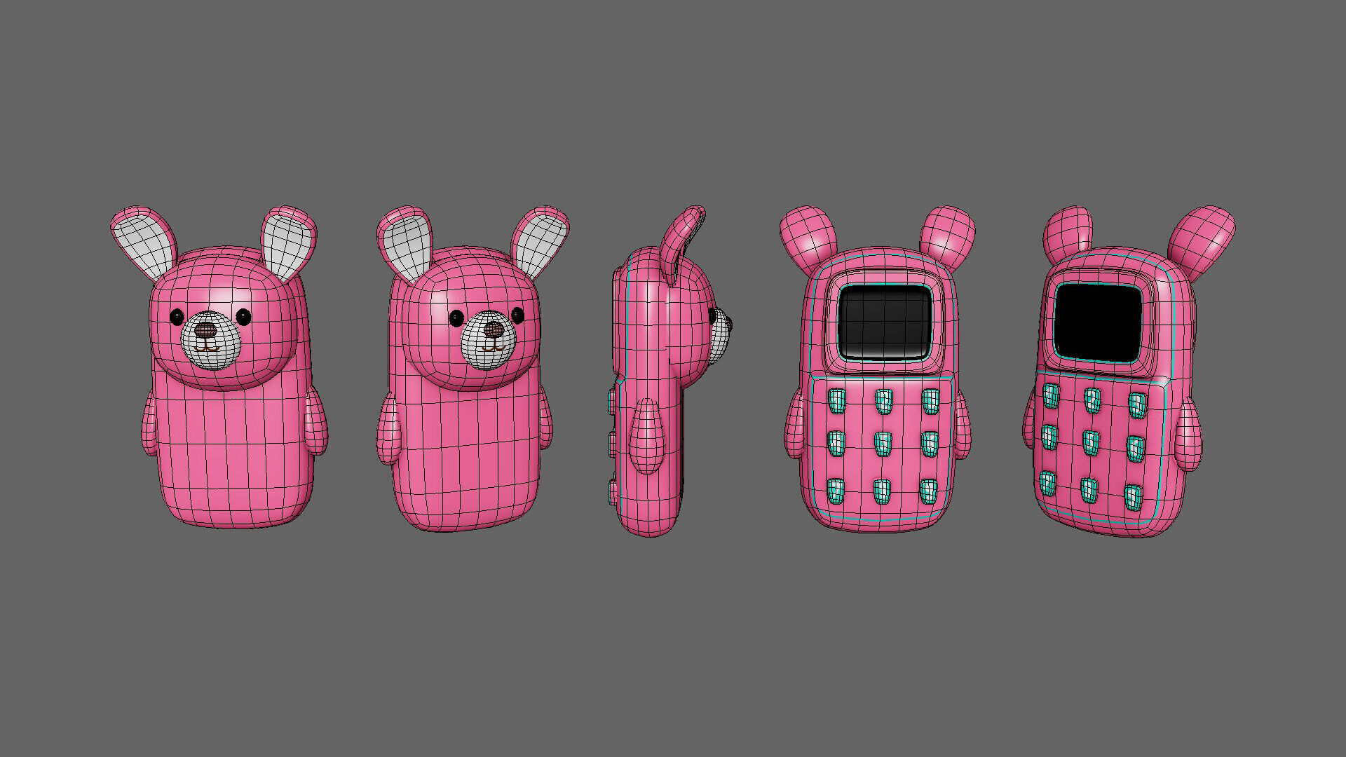 Cute Rabbit Phone Toy 3D Model - Stylized Cartoon Mobile Phone  Low-poly 3D model_4