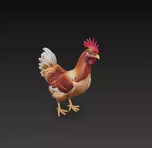 Brown Chicken Realistic 3D Model Basic - Low Poly Realistic  Low-poly 3D model