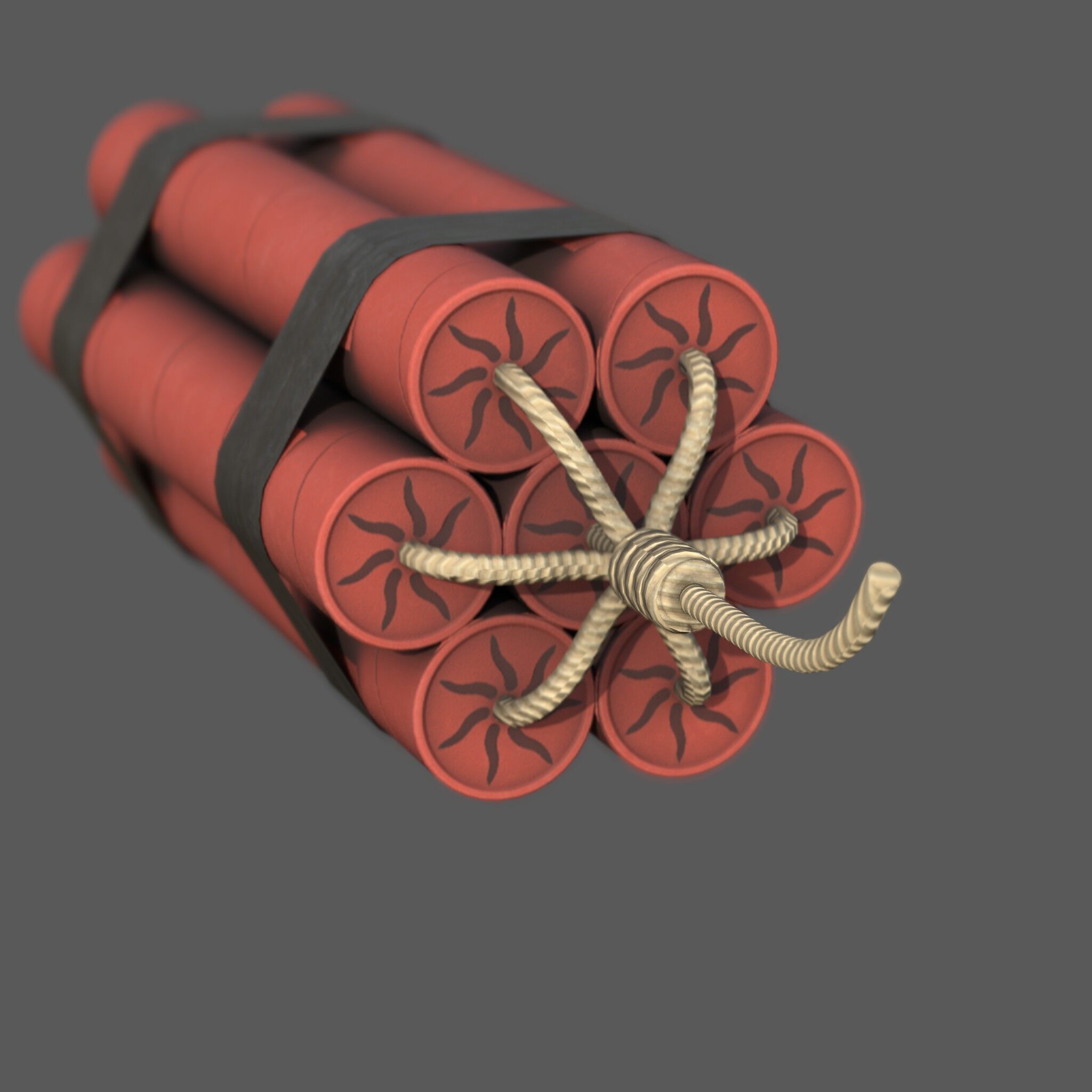 Dynamite Charge  Stylized Low Poly Explosive  Low-poly 3D model_4