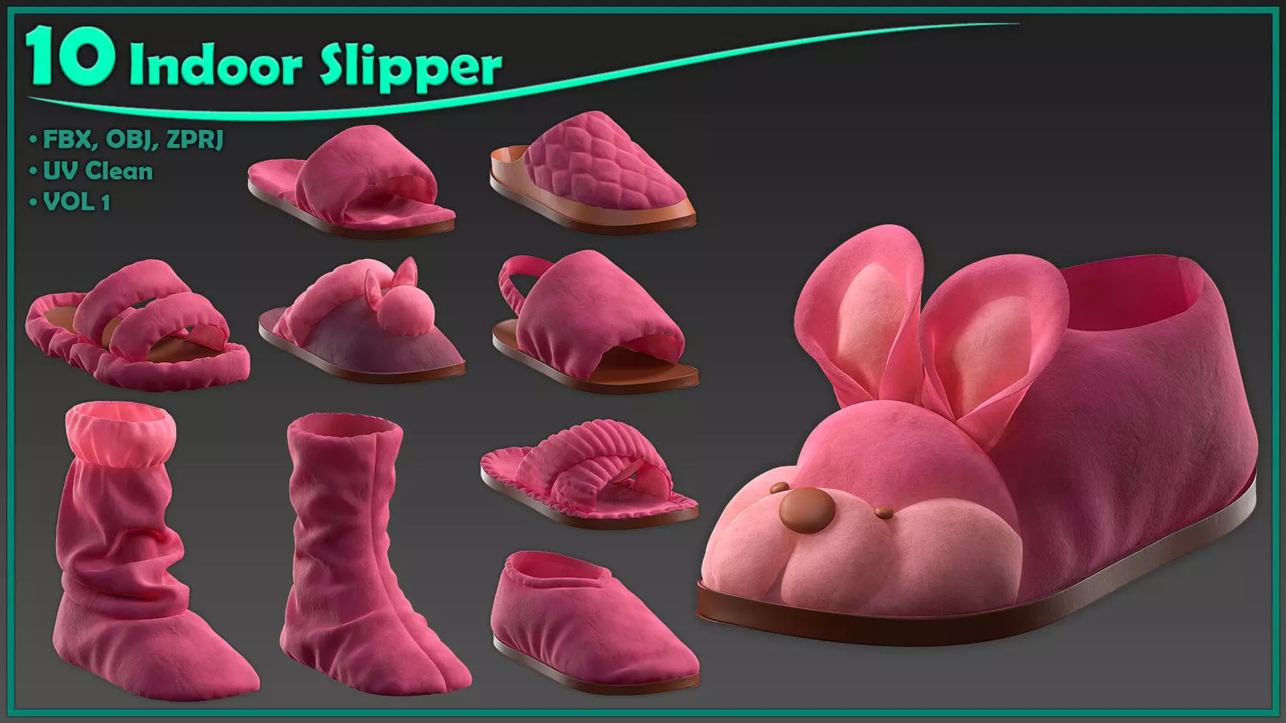 10 indoor slipper 3D model