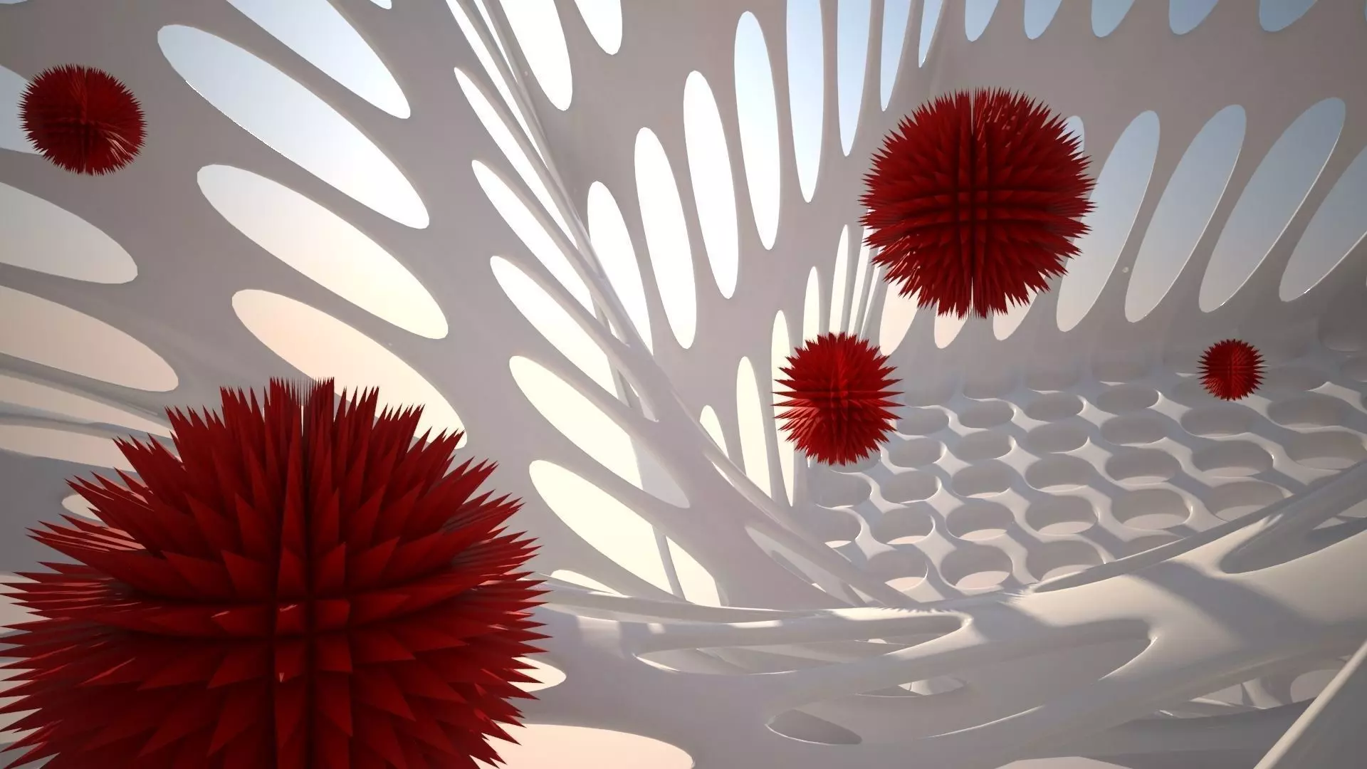 abstract structure with paper flowers Free low-poly 3D model_0