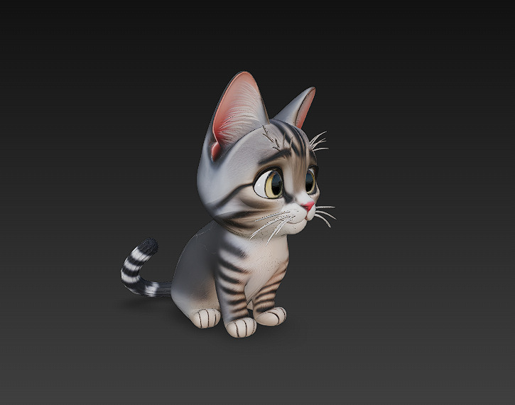 Cat Kitten Cute 3D Model Basic - Low Poly Simple Low-poly 3D model_3
