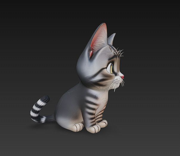 Cat Kitten Cute 3D Model Basic - Low Poly Simple Low-poly 3D model_2