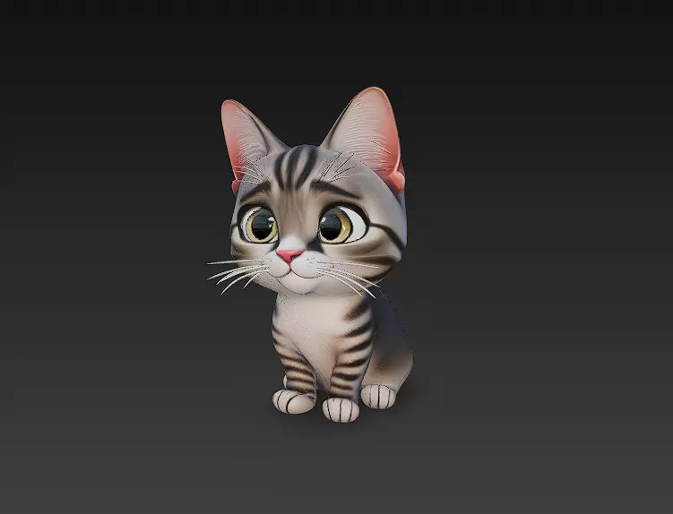 Cat Kitten Cute 3D Model Basic - Low Poly Simple Low-poly 3D model_0