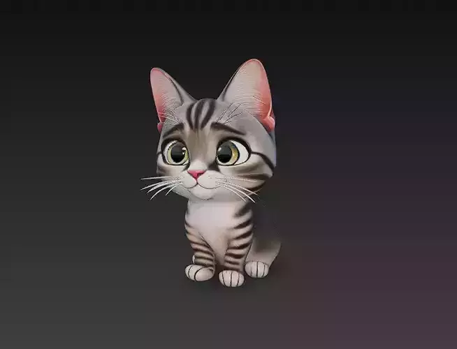 Cat Kitten Cute 3D Model Basic - Low Poly Simple