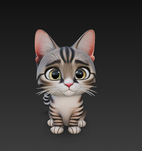 Cat Kitten Cute 3D Model Basic - Low Poly Simple Low-poly 3D model_1
