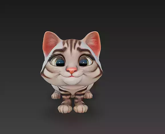 Cat Cartoon Kitten Realistic 3D Model - Low Poly Realistic 