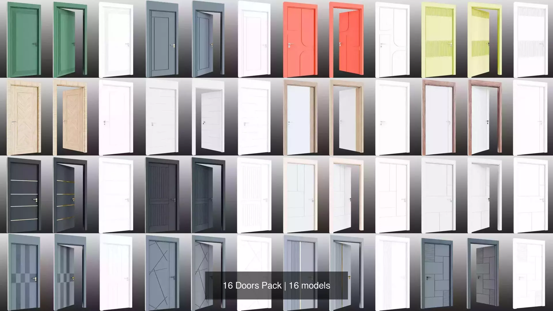 16 Doors Pack 3D Model Collection_0