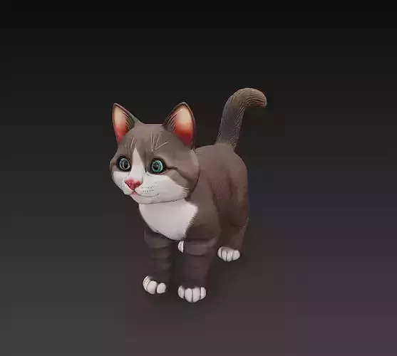 Cat Realistic 3D Model Basic - Low Poly Realistic 