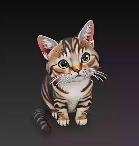 Cat Realistic 3D Model Basic - Low Poly Realistic Low-poly 3D model