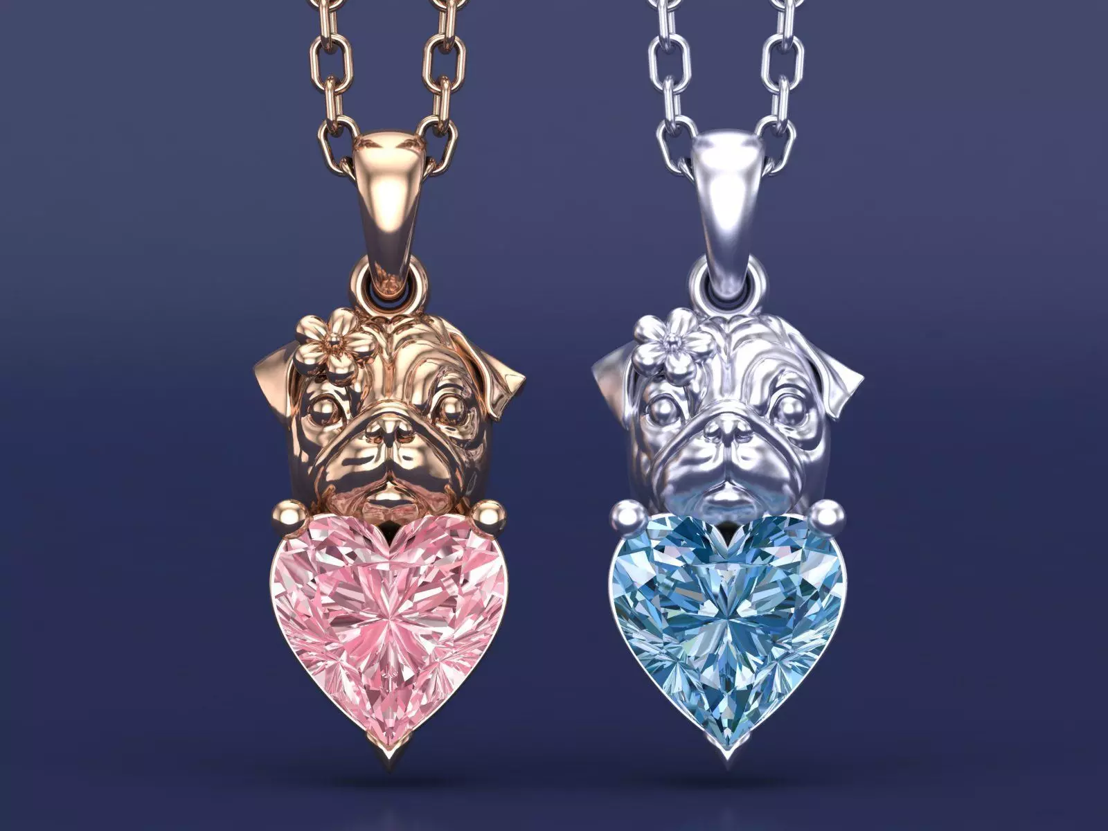 Cute Pug Dog Pendant Necklace Pets Jewelry 3D Cad Design 3D print model