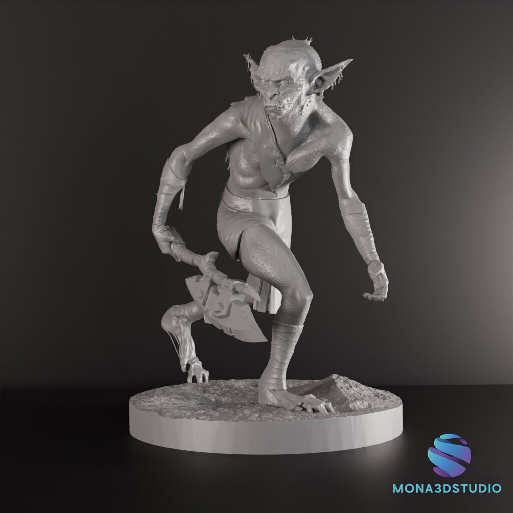 Goblin Warriors 3 Miniatures STL Presupported Chitubox 3D print model_7