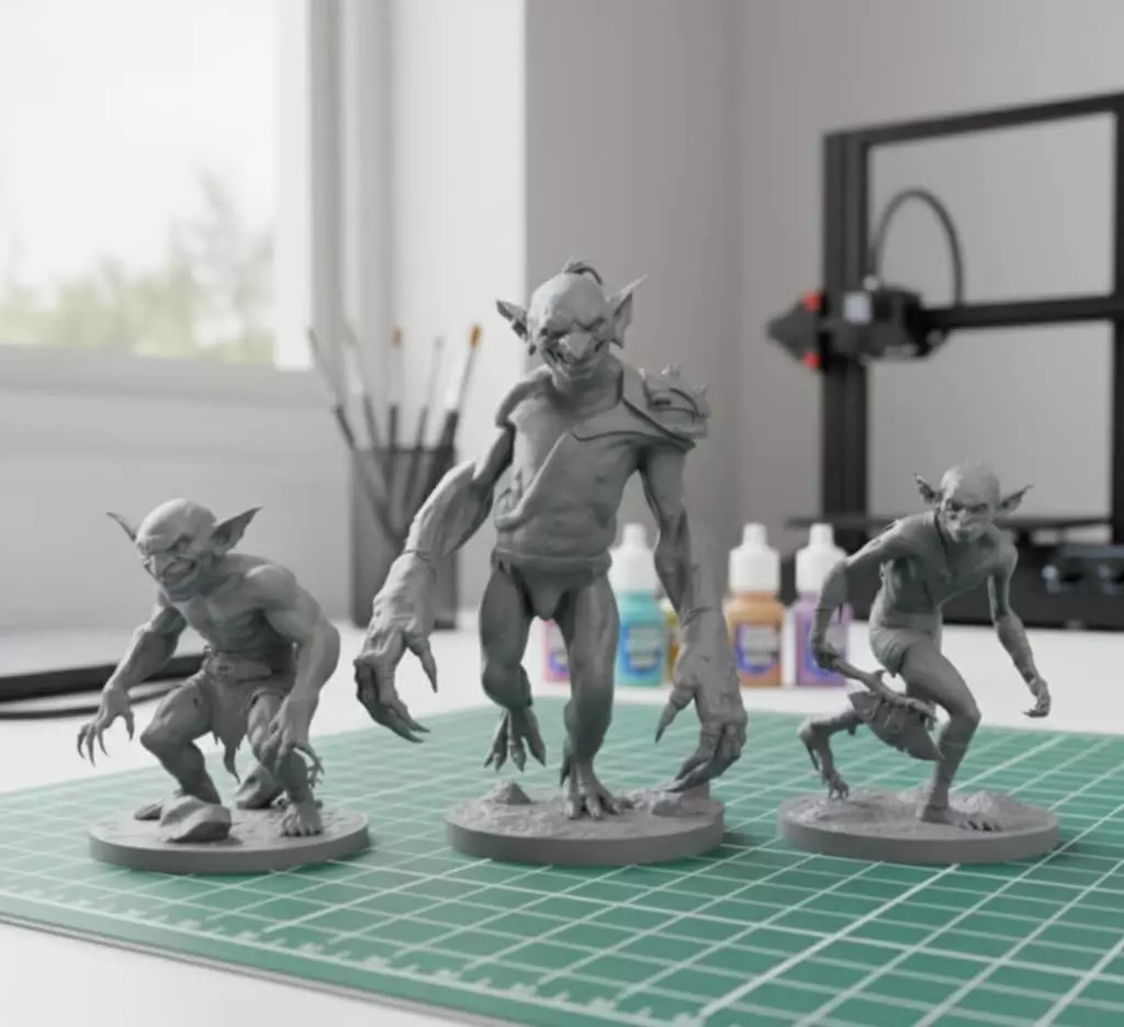 Goblin Warriors 3 Miniatures STL Presupported Chitubox 3D print model_0