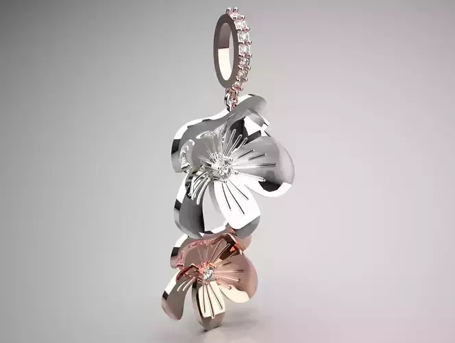 Floral Double Pendant in Rose Gold jp0274 3D print model