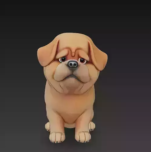 Dog Puppy Realistic 3D Model Basic - Low Poly Realistic