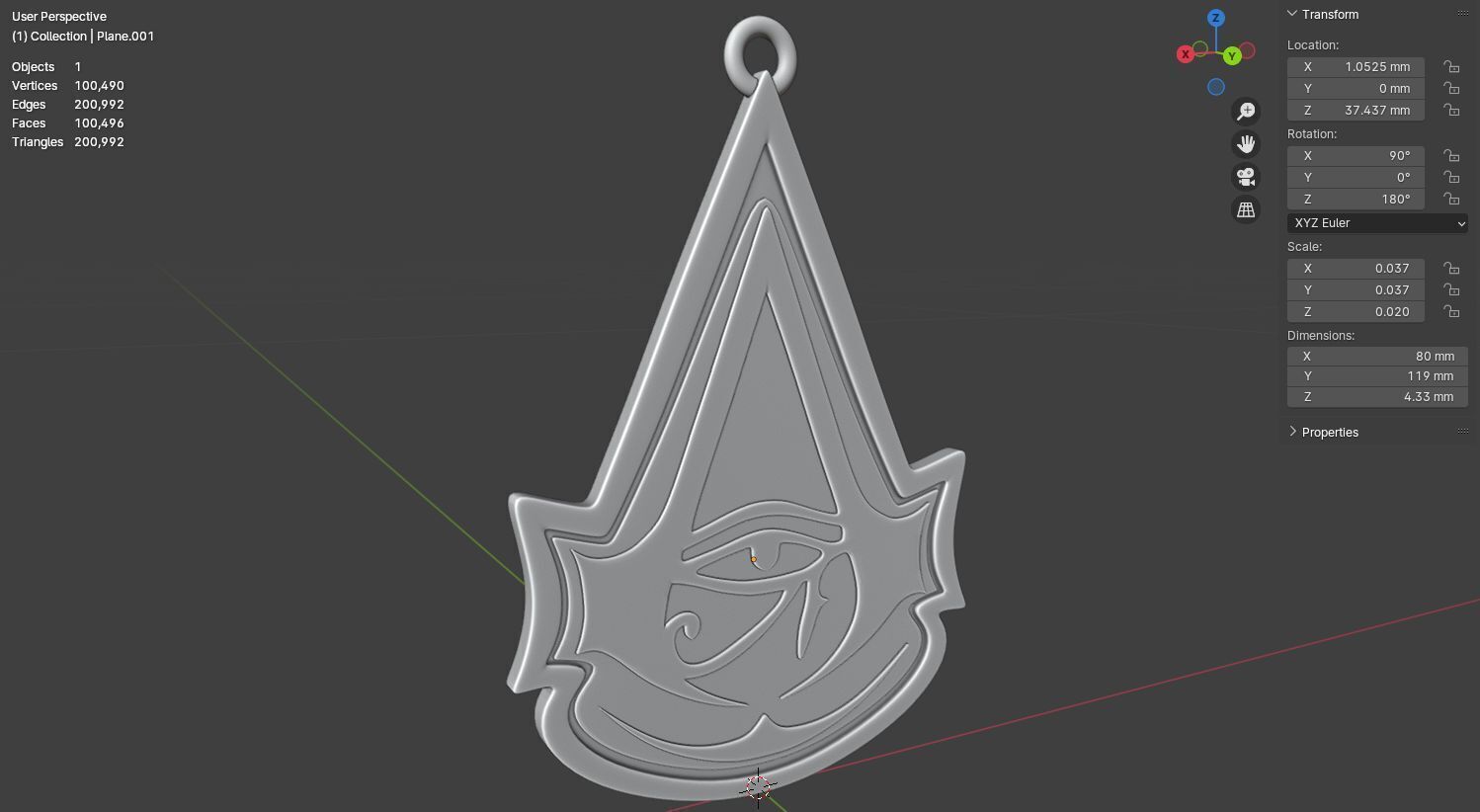 Assassins creed origins pendant 3D model for 3D printing 3D print model_20