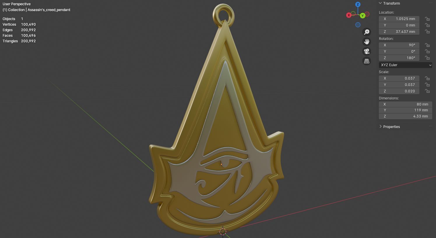 Assassins creed origins pendant 3D model for 3D printing 3D print model_21