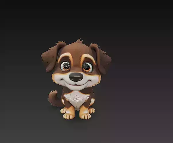 Dog Puppy Realistic 3D Model Basic - Low Poly Realistic