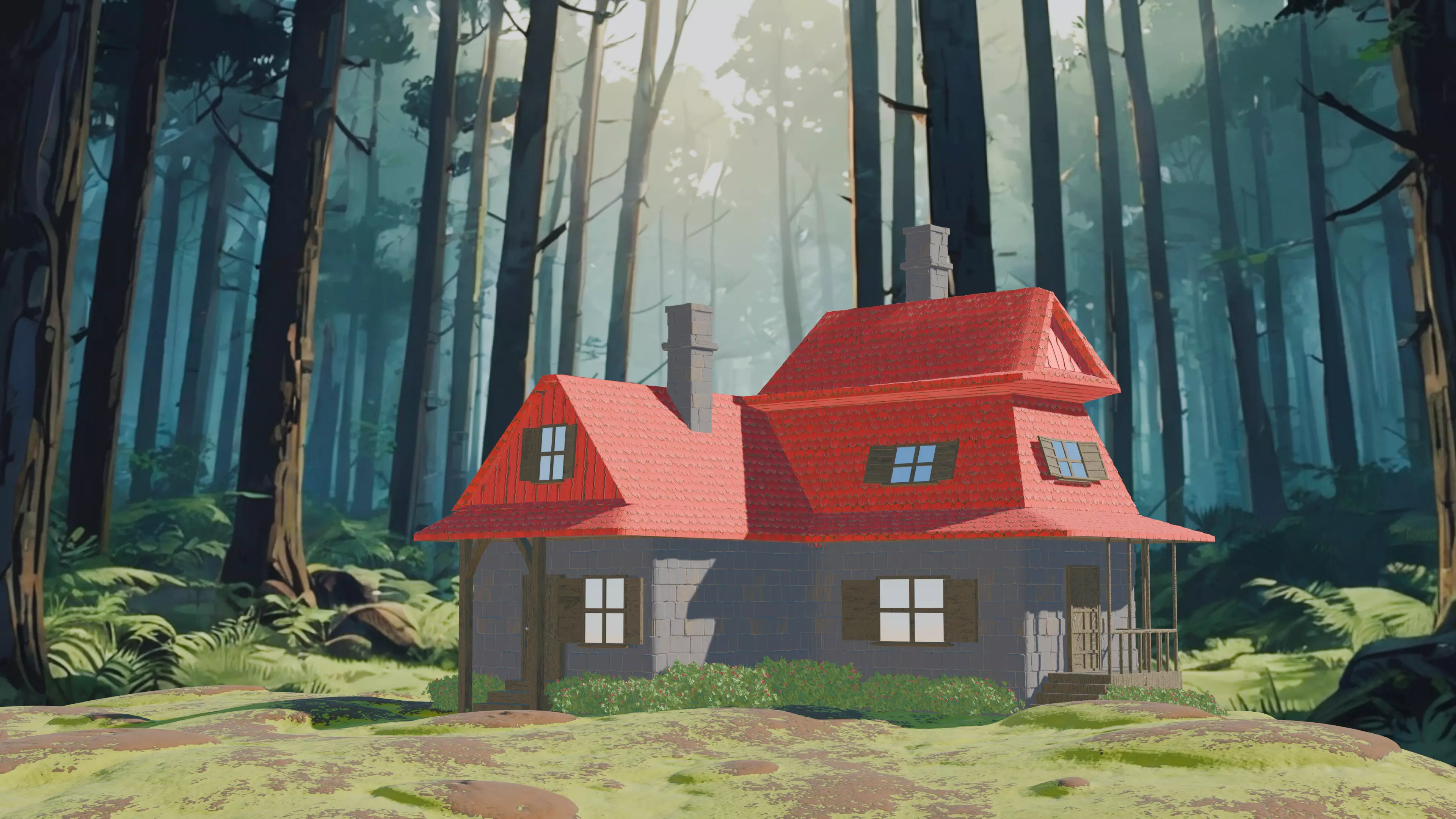 Stylized Forest Cabin 3D model_0
