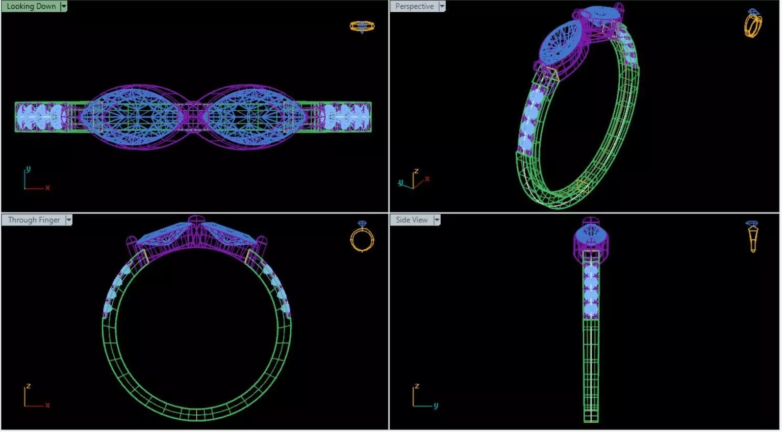 Marquise Diamond Band 3D print model_0