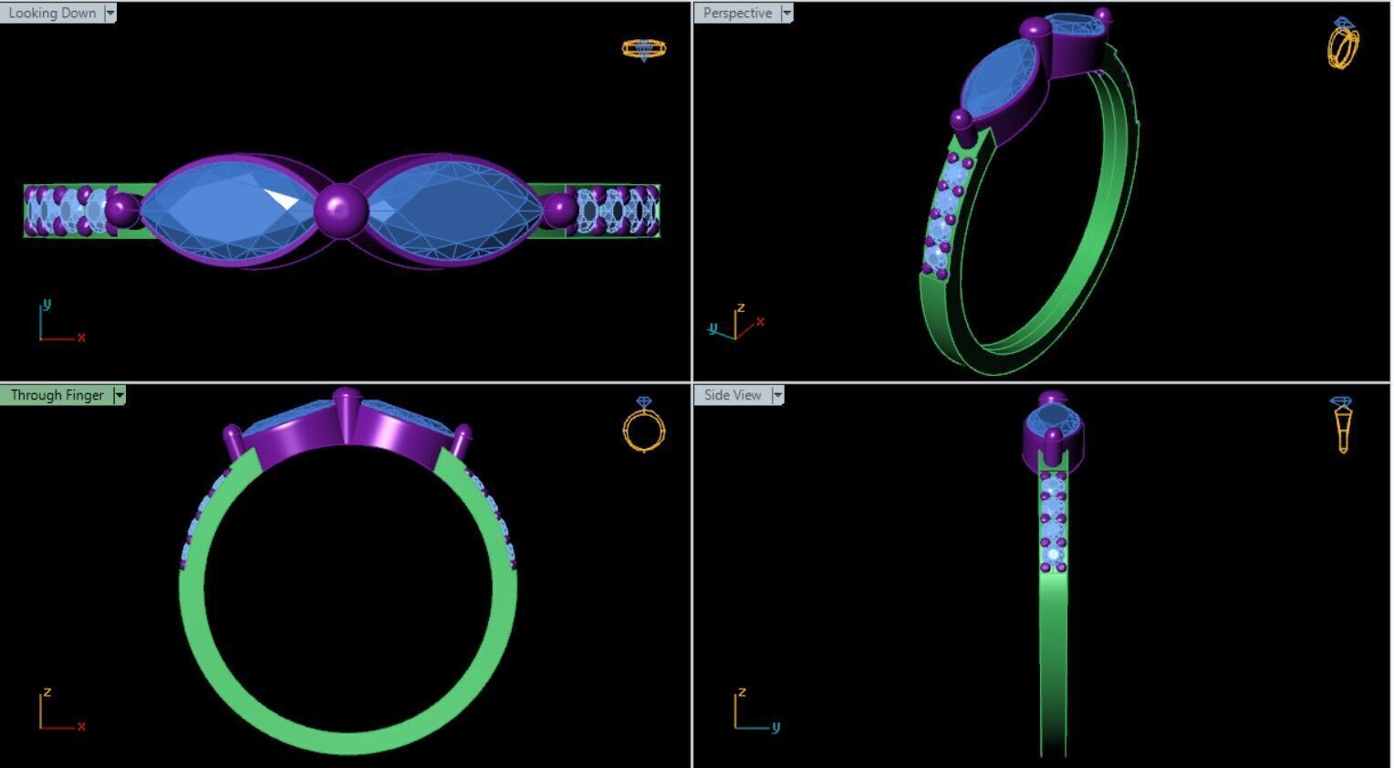 Marquise Diamond Band 3D print model_1