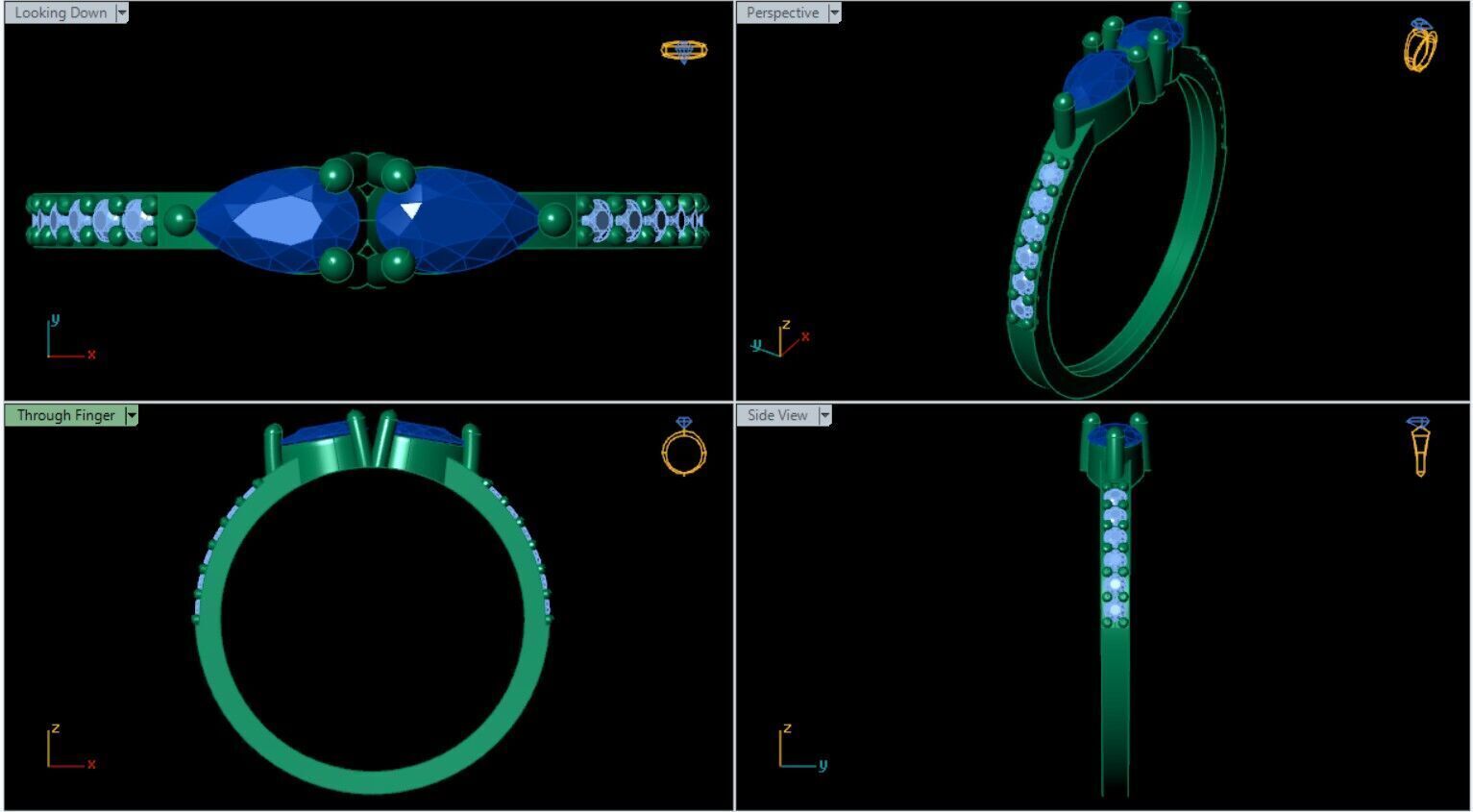 Pear Diamond Band  3D print model_1