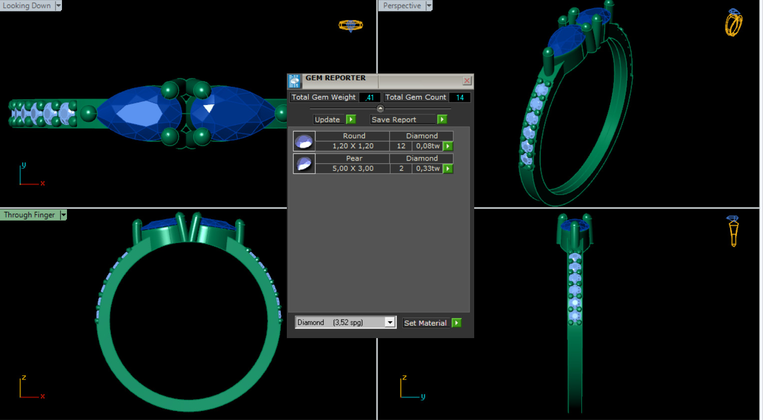 Pear Diamond Band  3D print model_2