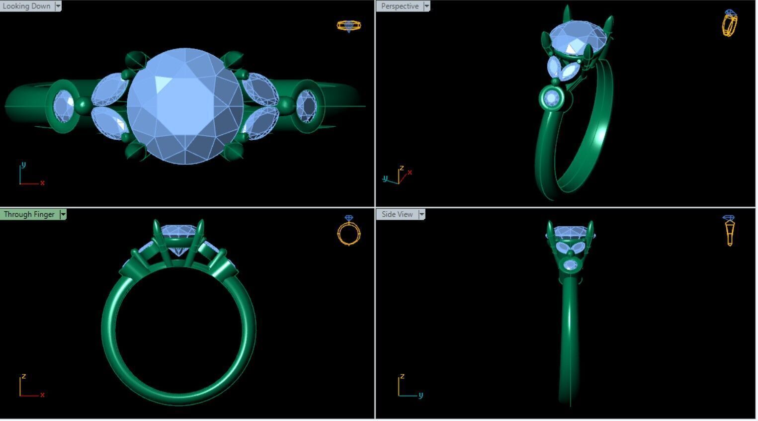 Round Cut Engagement Ring  3D print model_1