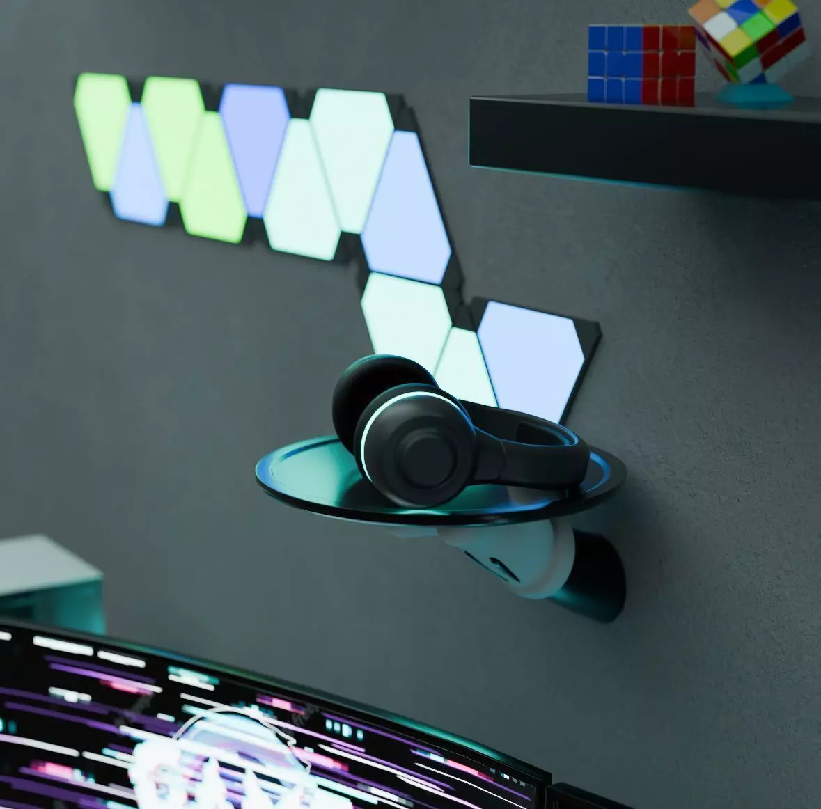 Mickey Mouse 3D Shelf  Mickey Hand Wall Mount Headphone Holder  3D print model_0