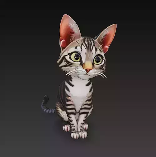 Cat Realistic 3D Model Basic - Low Poly Realistic