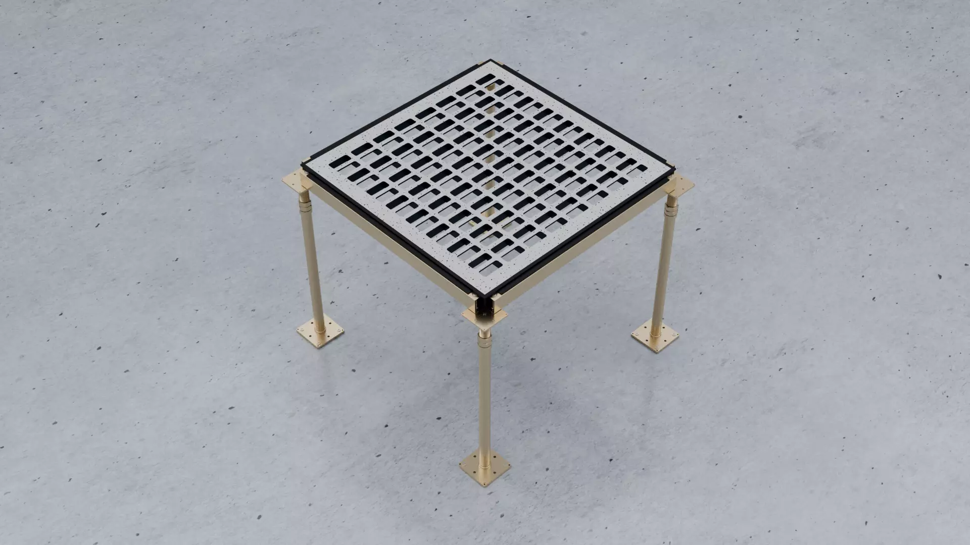 3D Raised Perforated Panel with pedestal and stringer Model 3D model_0