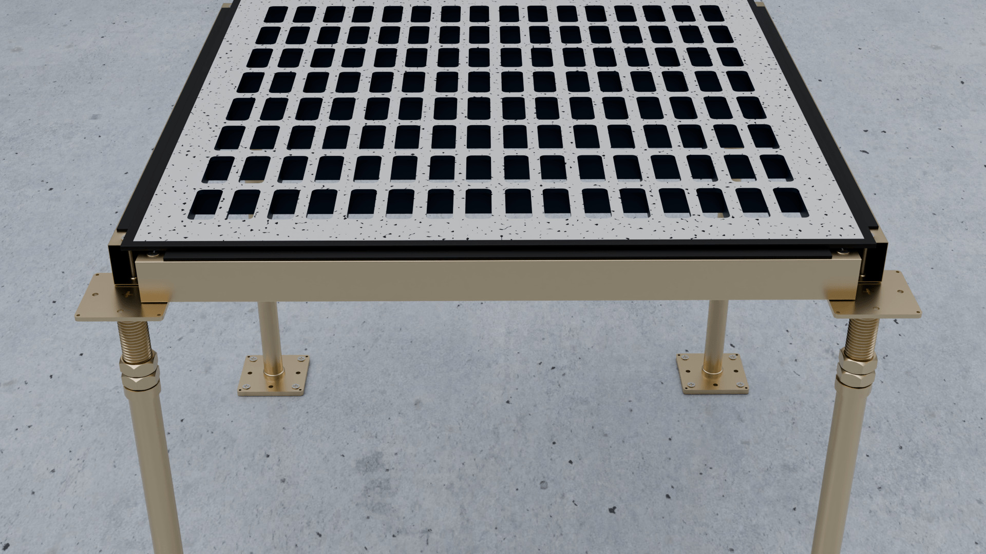 3D Raised Perforated Panel with pedestal and stringer Model 3D model_11