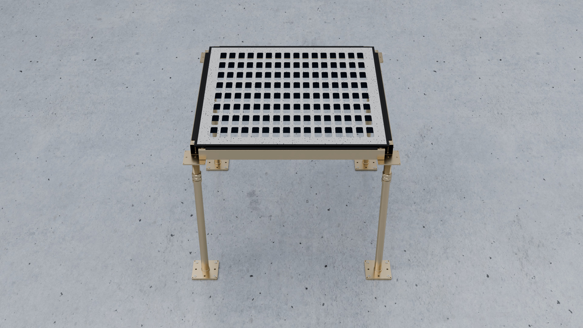 3D Raised Perforated Panel with pedestal and stringer Model 3D model_2