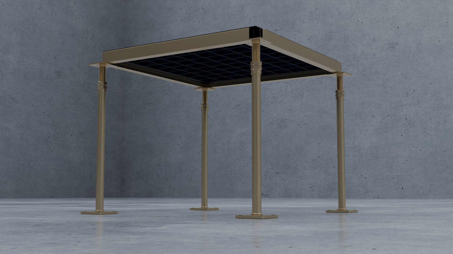 3D Raised Perforated Panel with pedestal and stringer Model 3D model_3