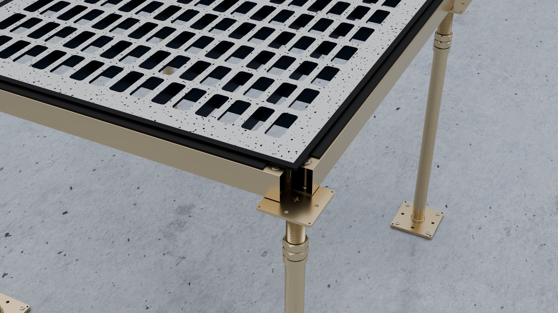 3D Raised Perforated Panel with pedestal and stringer Model 3D model_6