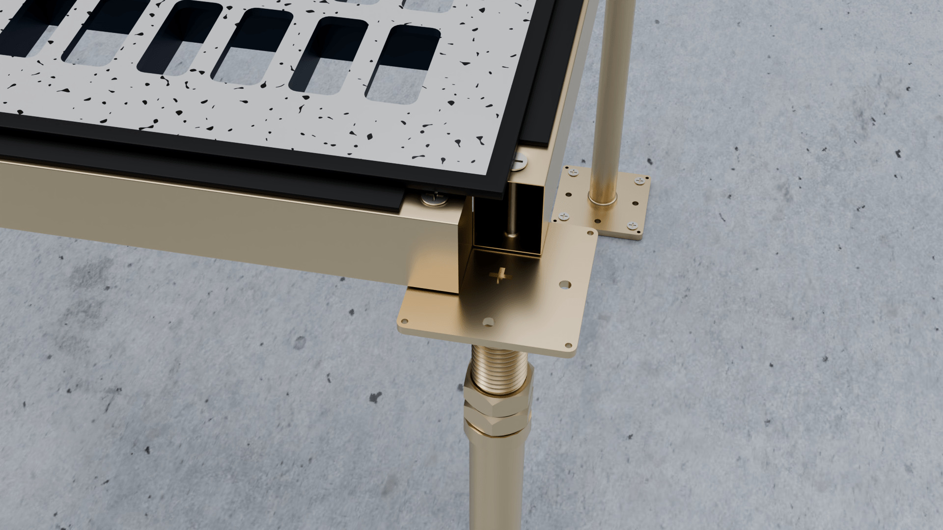 3D Raised Perforated Panel with pedestal and stringer Model 3D model_9